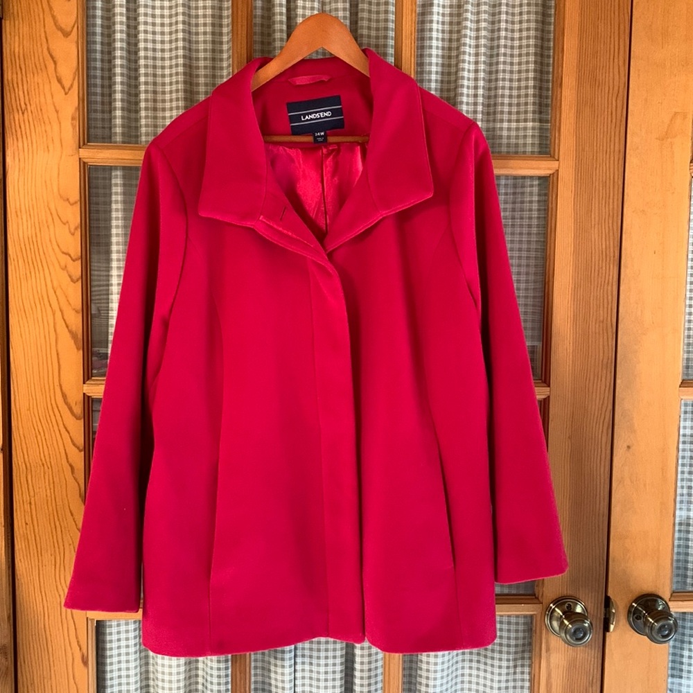 Lands End Pink Polyester Hidden Button Coat